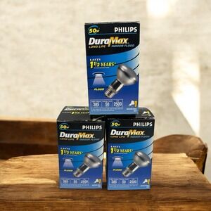 Philips DuraMax Indoor Flood 50W Light Bulbs Set Lot 3 New in Box Medium Base